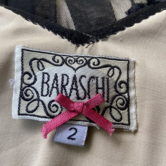 Anthropologie cocktail dress, size 2, light gold with black mesh overlay - Picture 5 of 6